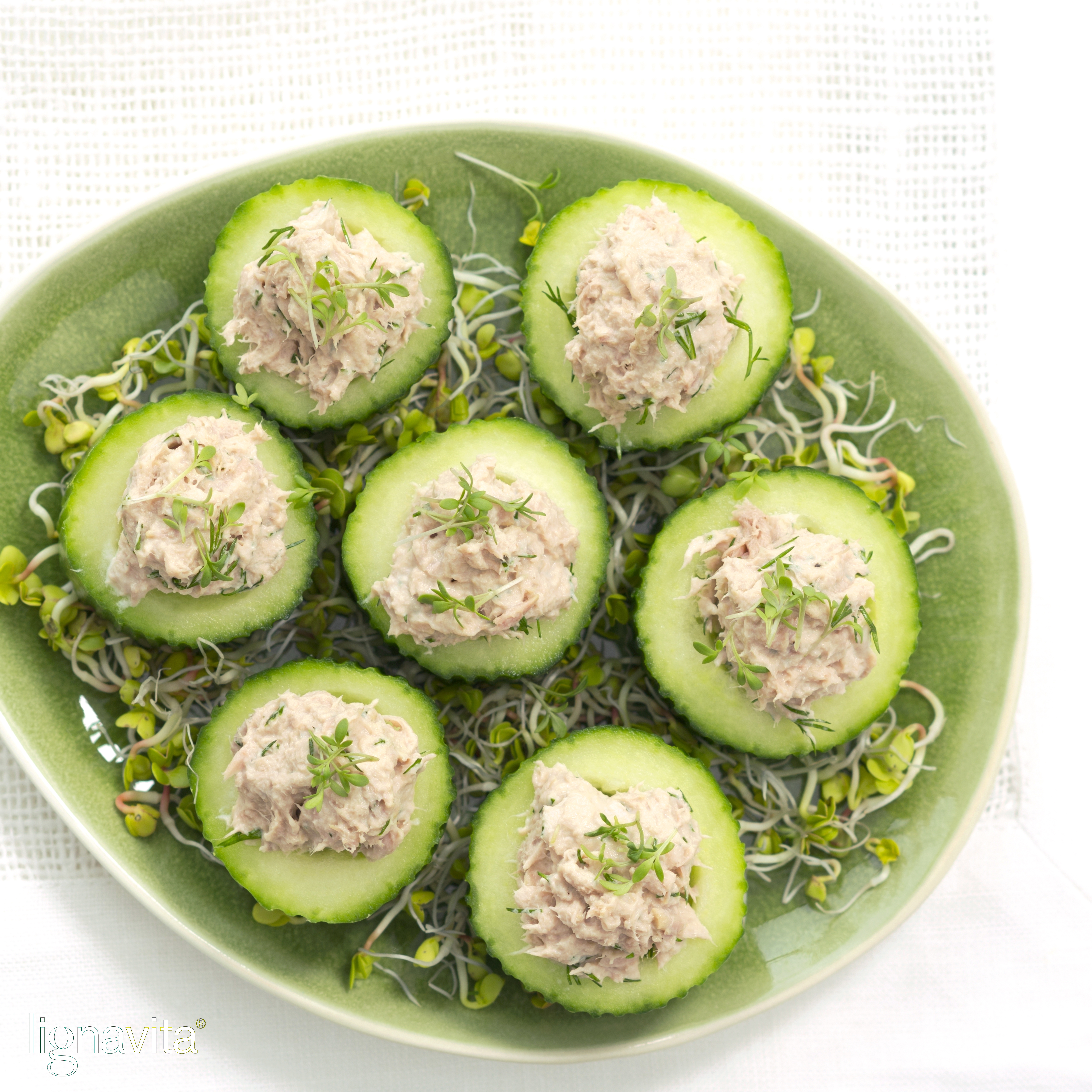 Tonijnsalade op komkommertoast